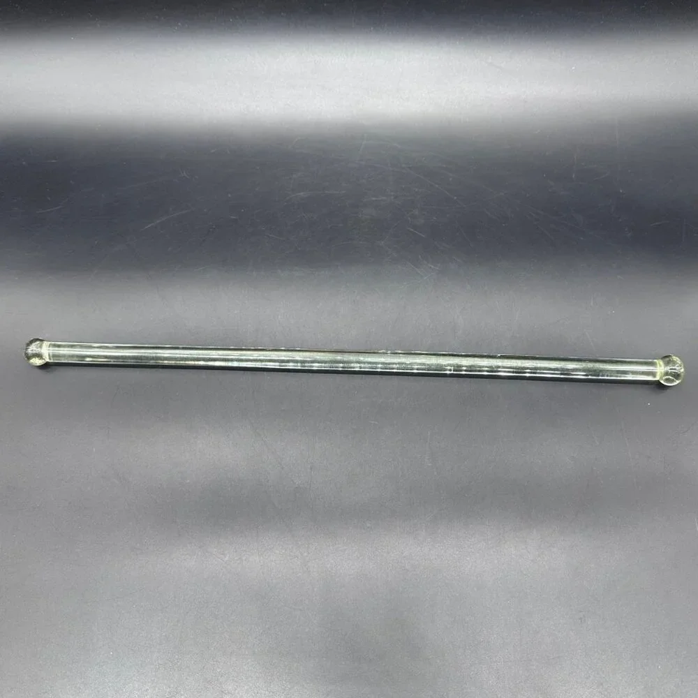 Vintage Clear Glass Curtain Towel Rod Uranium Glows Retro Decor 16.75 In